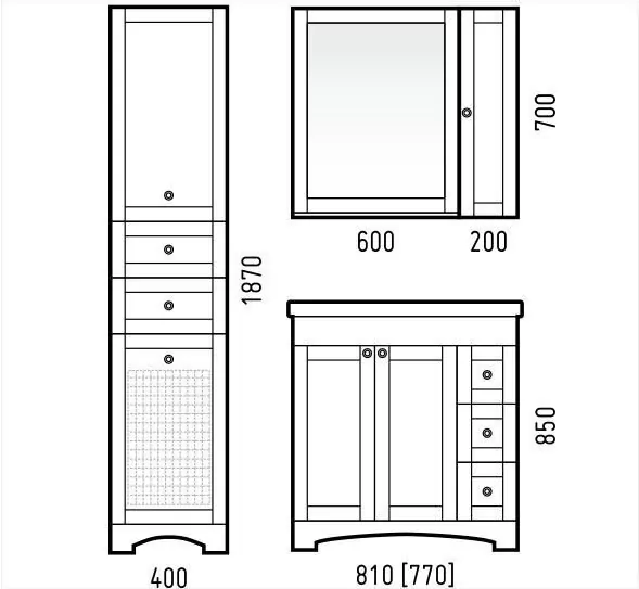 Пенал Corozo Техас 40 R напольный, с корзиной, белый