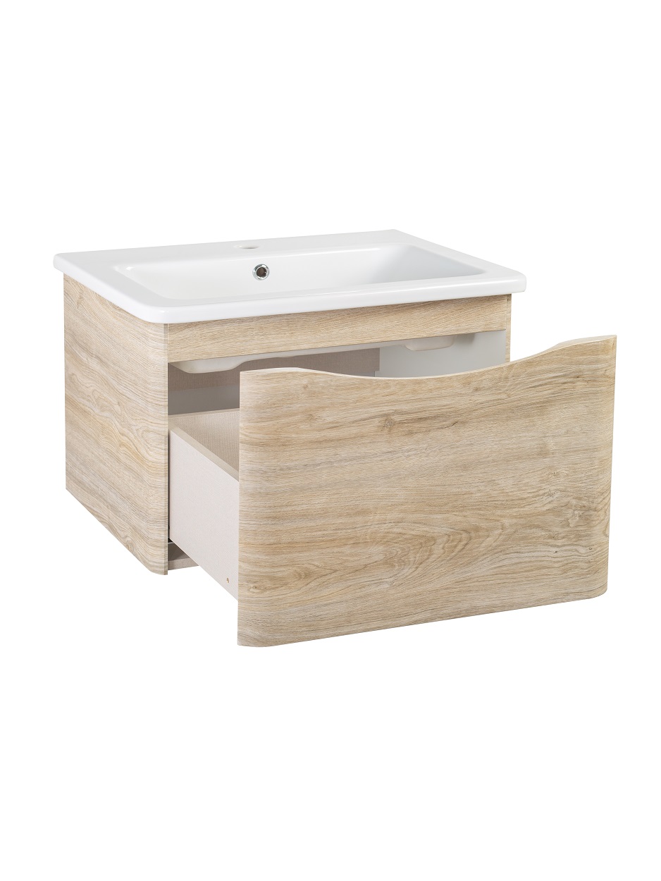 Тумба подвесная Runo Тоскана 80 с раковиной Никсон 80, светлое дерево