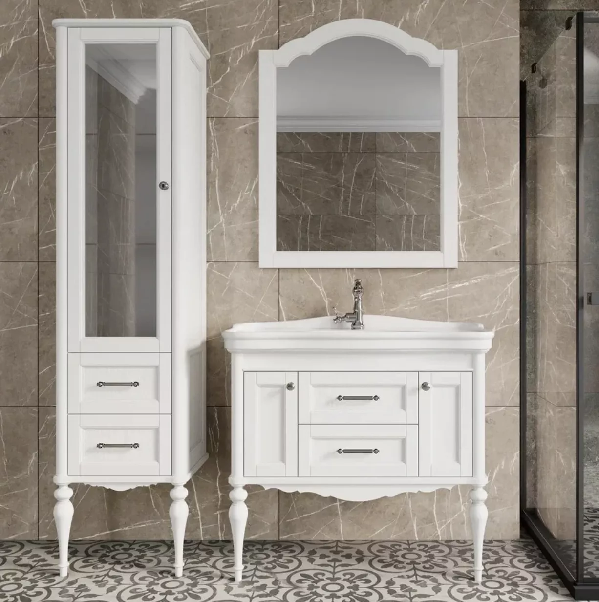 Пенал напольный ValenHouse Эстетика 50 L белый, хром