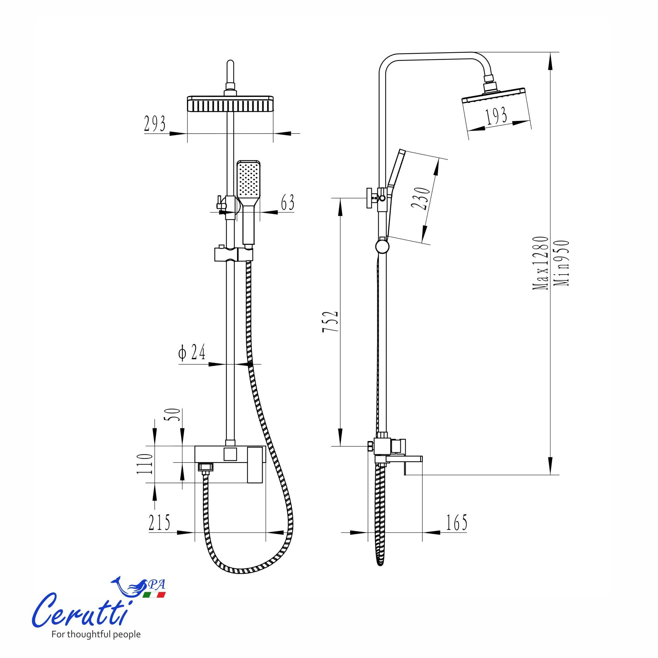 Душевая сиситема Ceruttispa CLELIA RS из латуни, цвет хром
