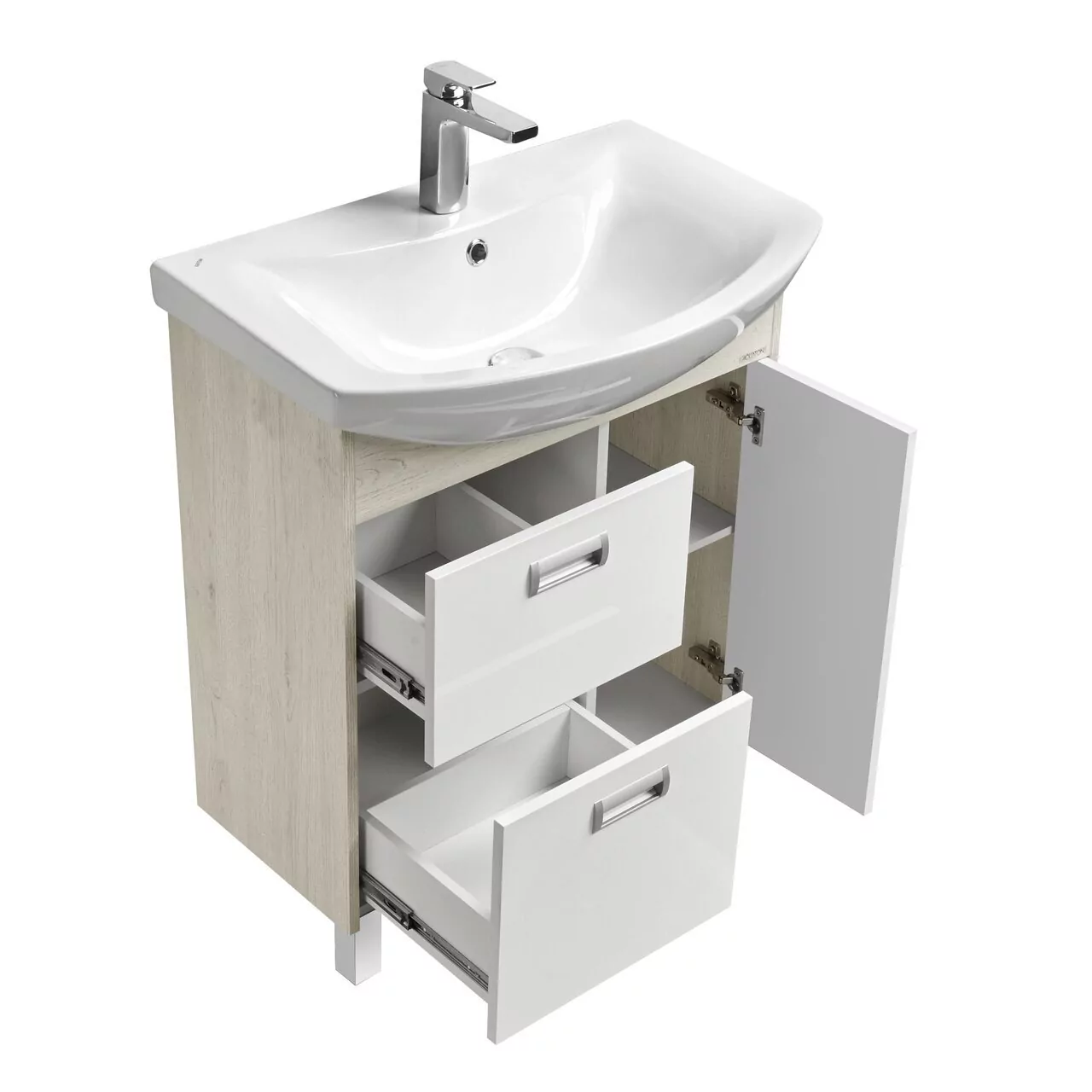 Тумба напольная Aquaton Бекка 70 с раковиной Балтика 70, белый