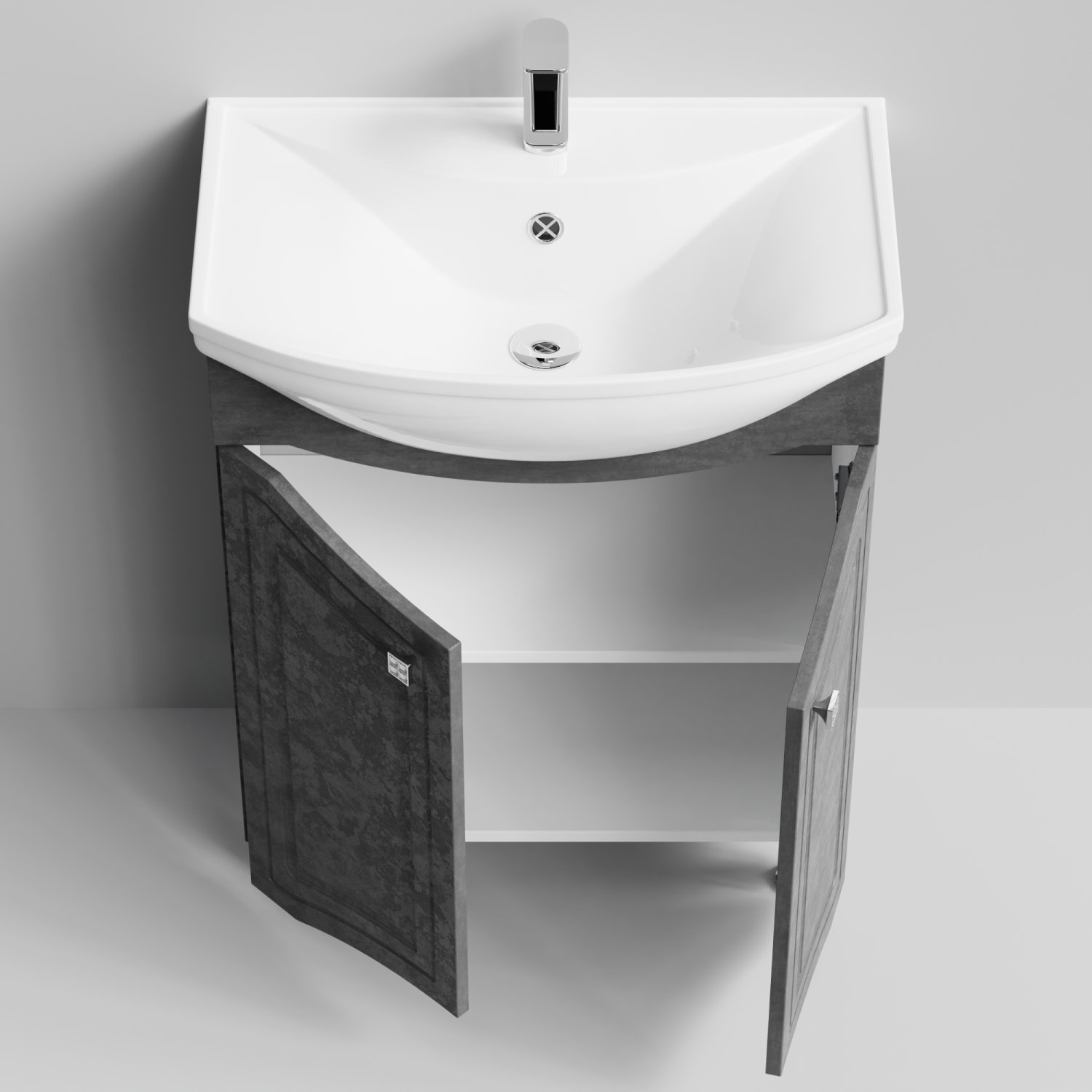 Тумба с раковиной Адам 65 напольная, Серый камень