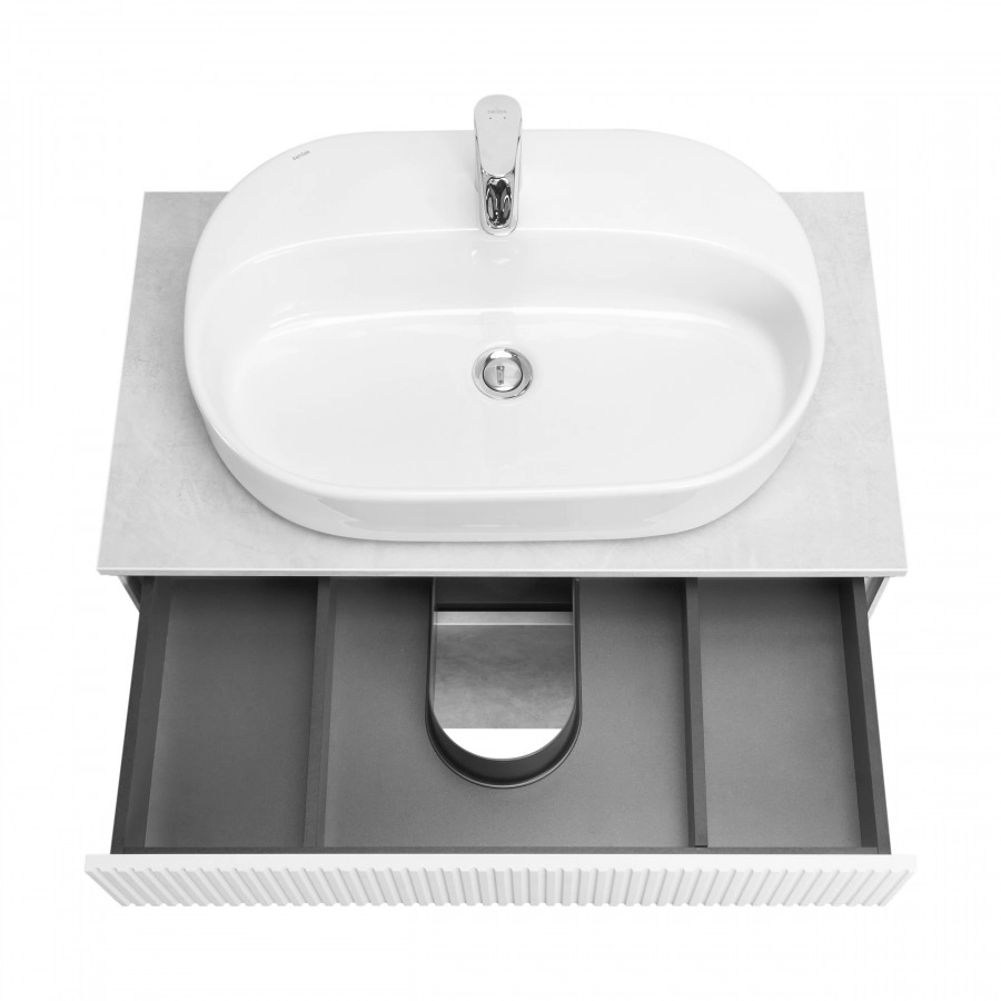 Тумба Aquaton Марбл слэйт 80 с раковиной Одри 62х42 Round, белый матовый
