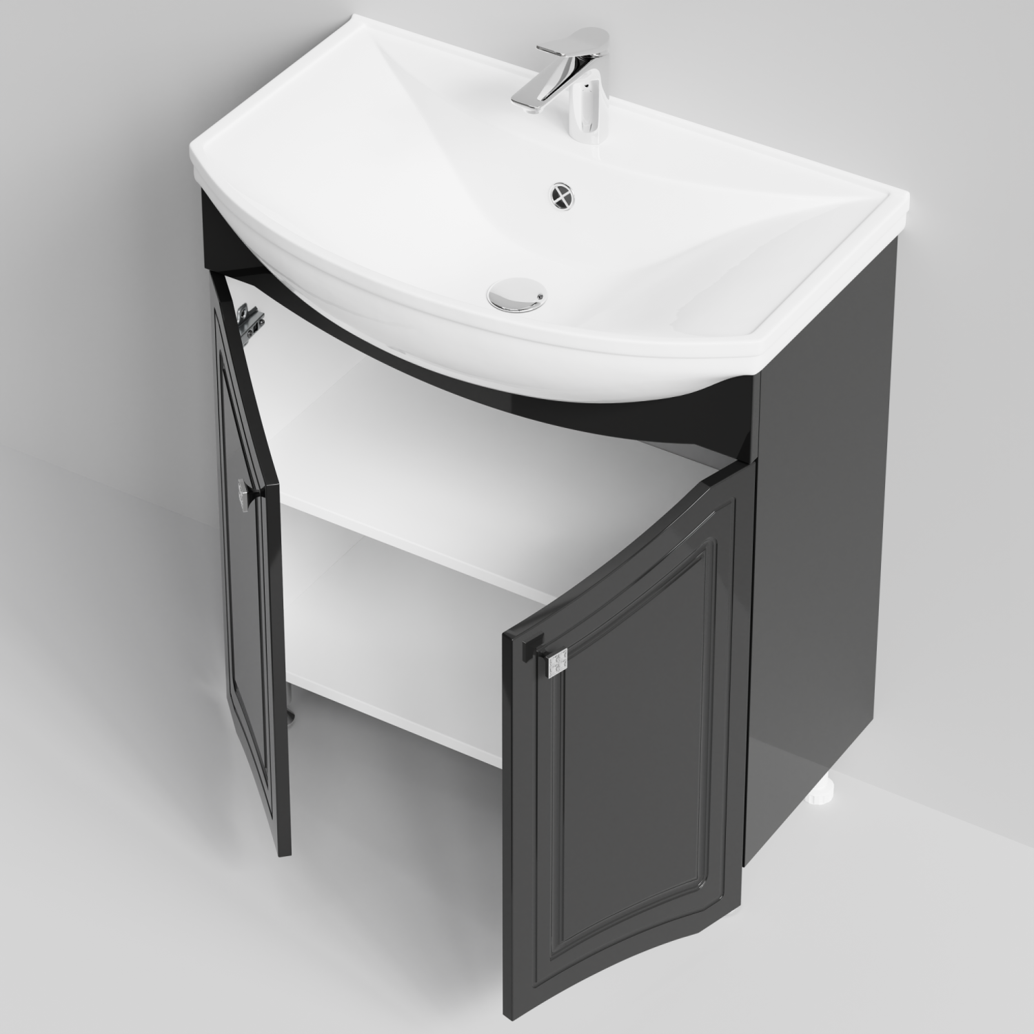 Тумба с раковиной Адам 75 напольная, черный глянец