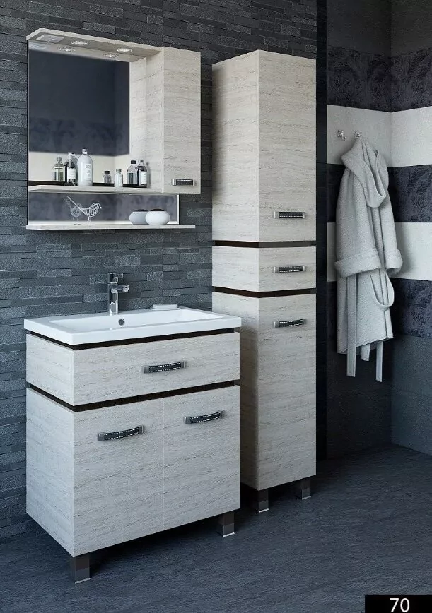 Зеркало-шкаф Sanflor Техас 70 R свет, 2 полки, орегон