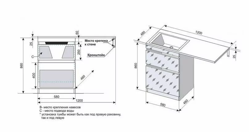 Тумба с раковиной Style Line Даллас 120 Люкс Plus ПВХ под стиральную машину, напольная, два ящика, правая, белая