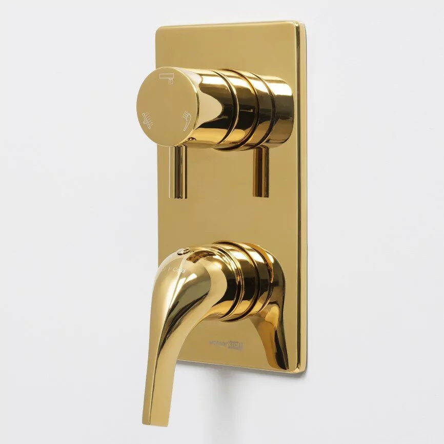 Смеситель с переключателем WasserKraft Sauer 7171 встраиваемый, на 3 выхода, глянцевое золото