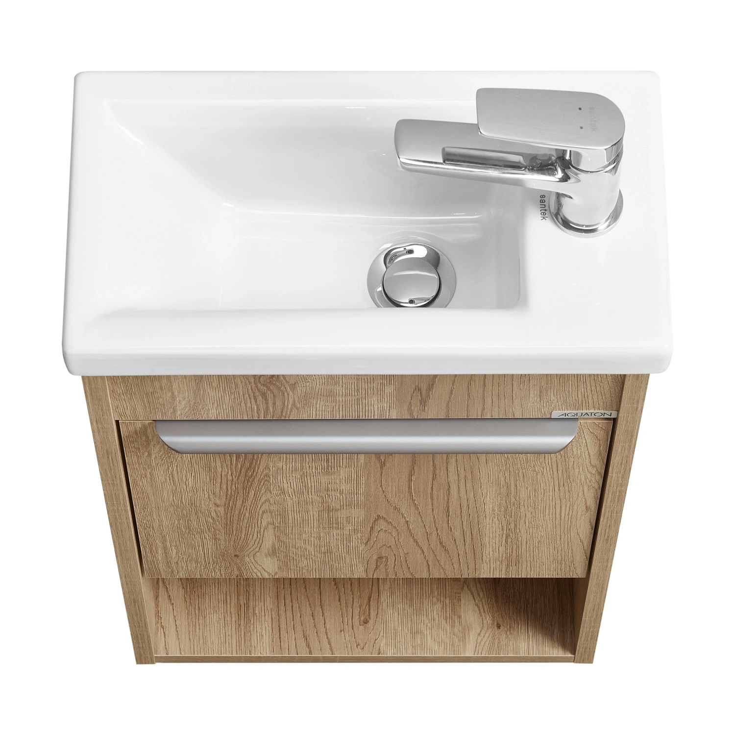 Тумба подвесная Aquaton Хоуп 40 с раковиной Миранда 40, 1 ящик, орех