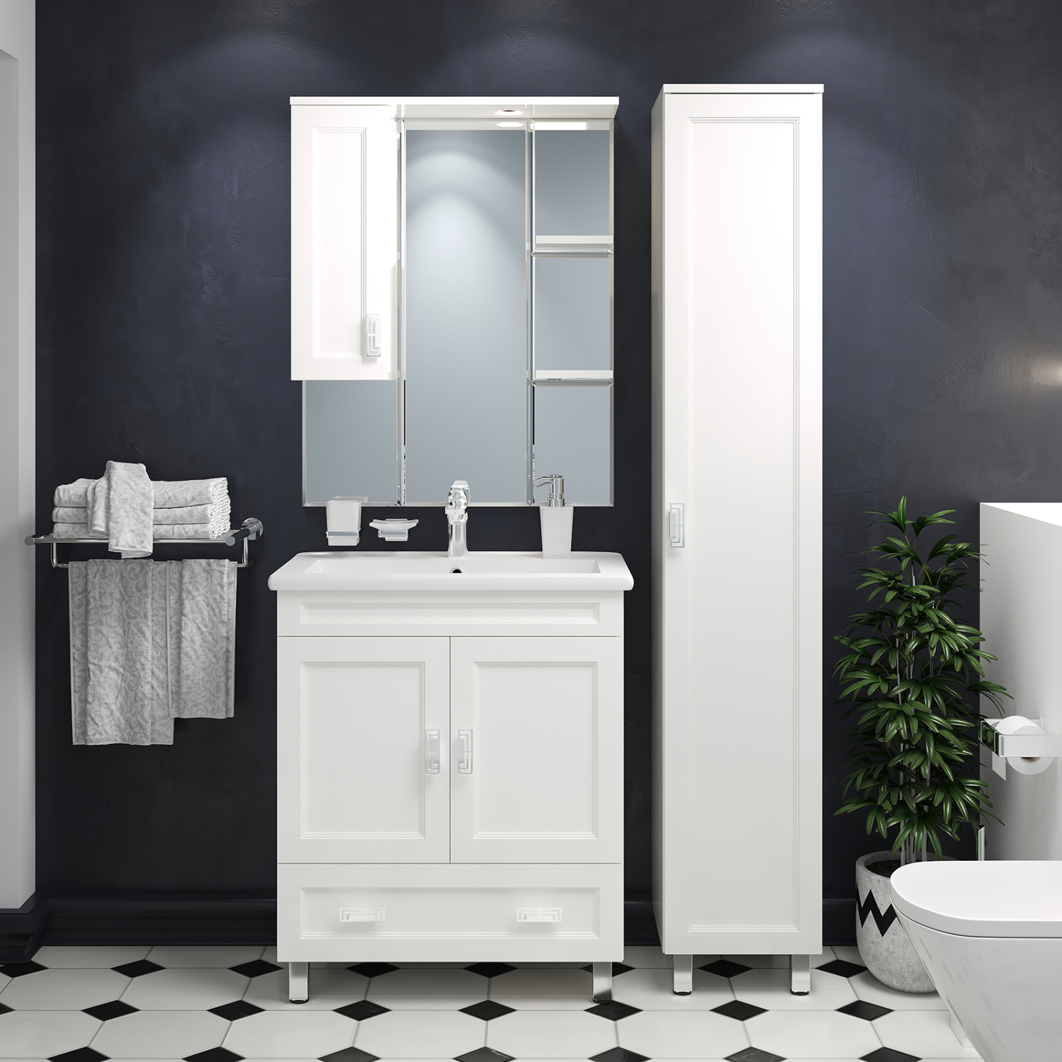 Пенал Misty Дива 35 напольный, R, белый