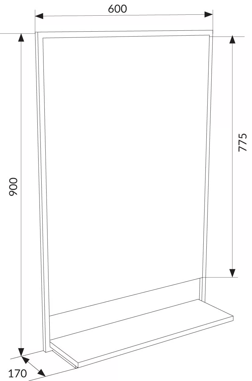 Зеркало 1Marka Grunge loft 60П дуб вотан/черный