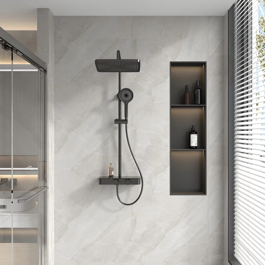 Душевая стойка Veconi FOSSA FO-210-B-C4, чёрный матовый