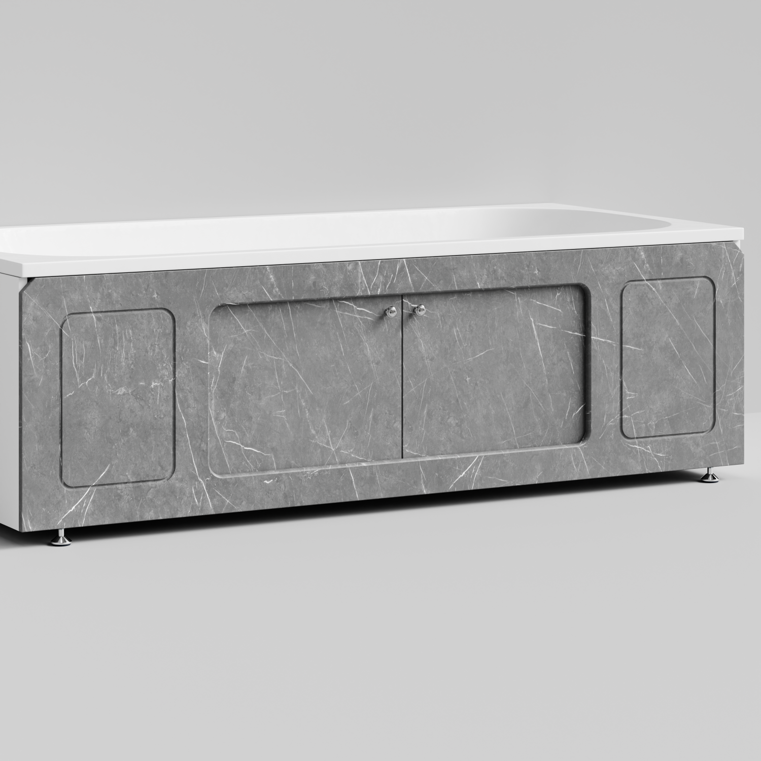 Экран под ванну Vod-ok Лидер 180 раздвижной Мрамор Серый софт тач