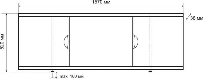 Экран под ванну Emmy Валенсия 160 раздвижной белый