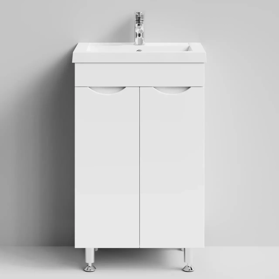 Тумба напольная Vod-ok Смайл 50 с раковиной Alice 50, белая + 13 цветов