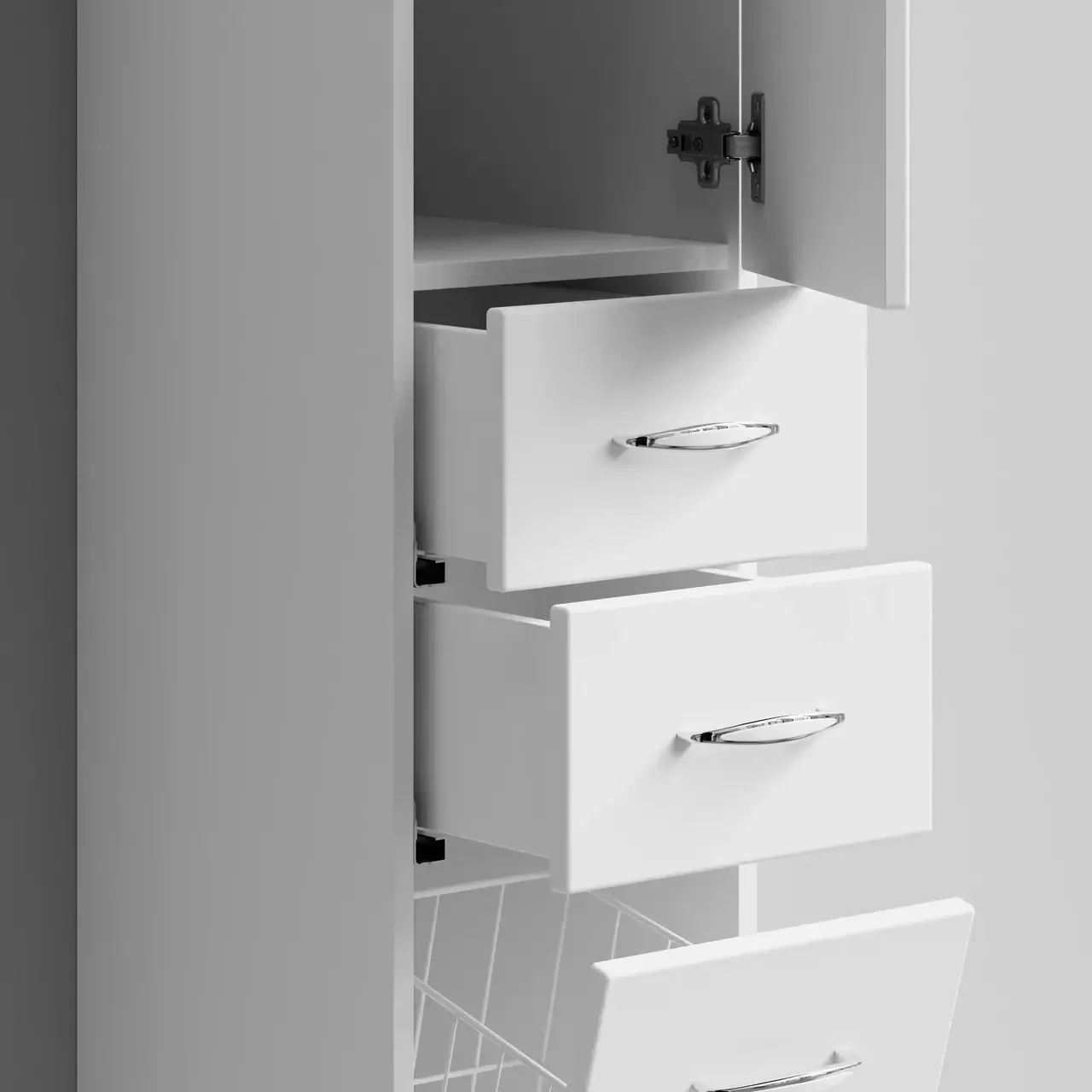 Пенал Vod-ok Колумбия 30 R напольный, с корзиной для белья, белый