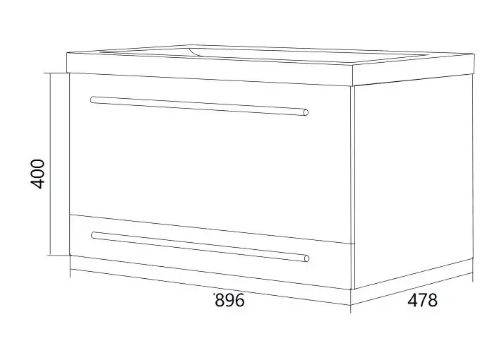 Тумба подвесная 1Marka Соната 90П с раковиной Нота New Polytitan 90, 2 ящика, белый от магазина Vanna-Vanna.ru!
