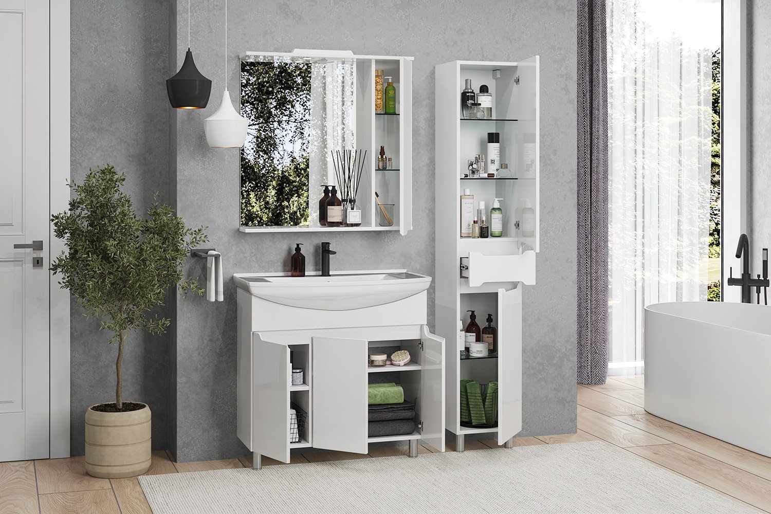 Зеркальный шкаф подвесной SanStar Bianca 80 белый