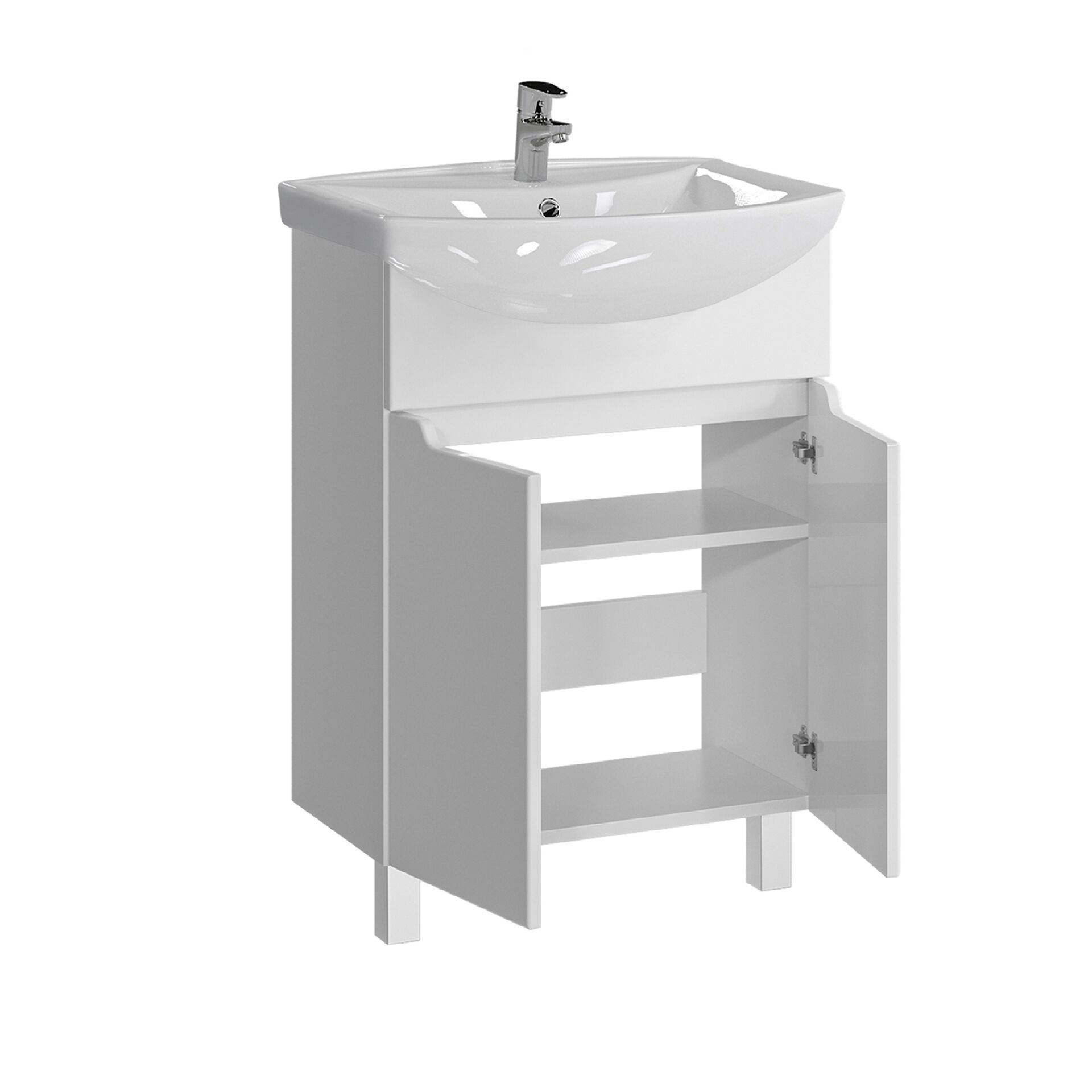 Тумба напольная SanStar Лайн 60 с раковиной Грация (комплект) белая