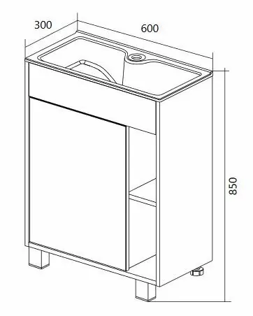 Тумба с раковиной напольная 1Marka Lido 60Н 1 дверь, белый/дуб сонома