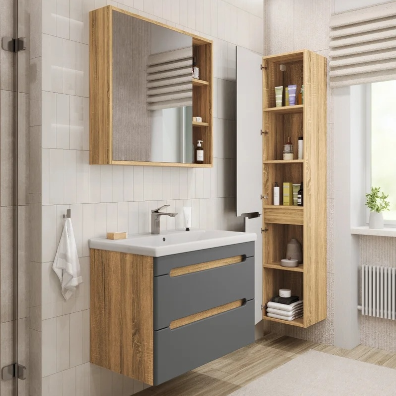 Тумба подвесная SanStar Diva 70 с раковиной Миранда 70 (комплект), Gold Craft