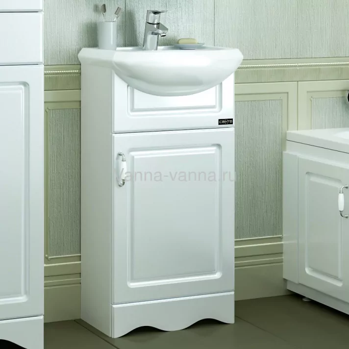 Тумба напольная Санта Верона 45 с раковиной Уют 45, белая