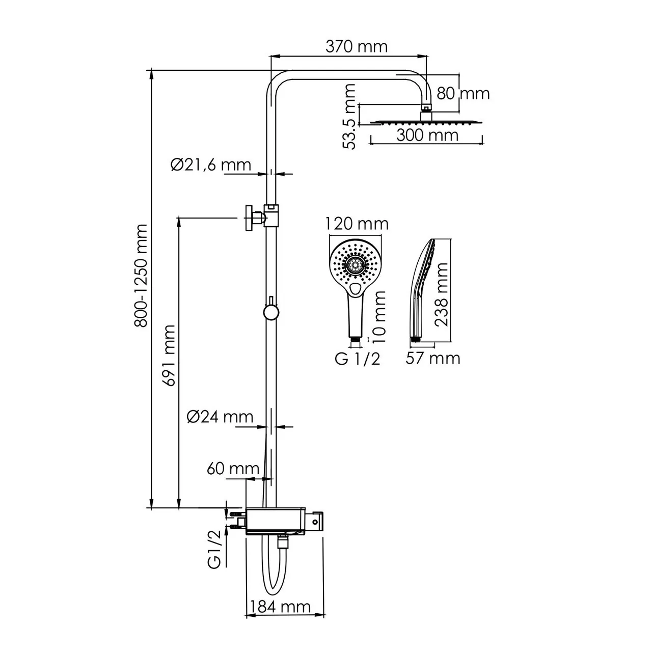 Душевая стойка WasserKraft A113.118.101.CH Thermo хром