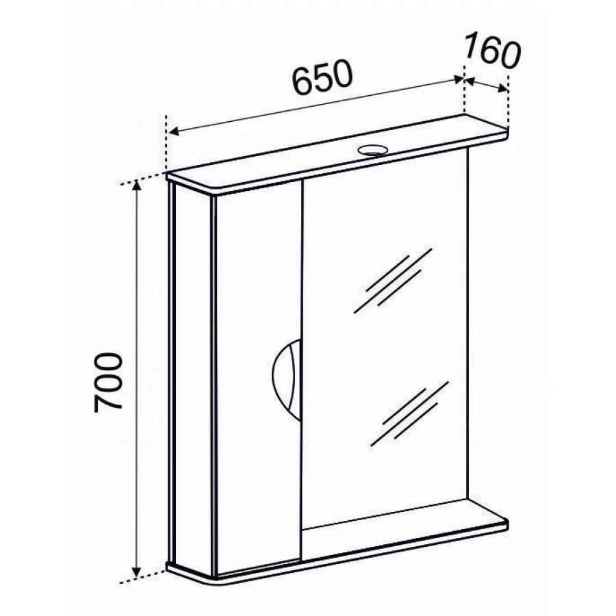 Зеркало-шкаф Emmy Милли 65 L свет, белый