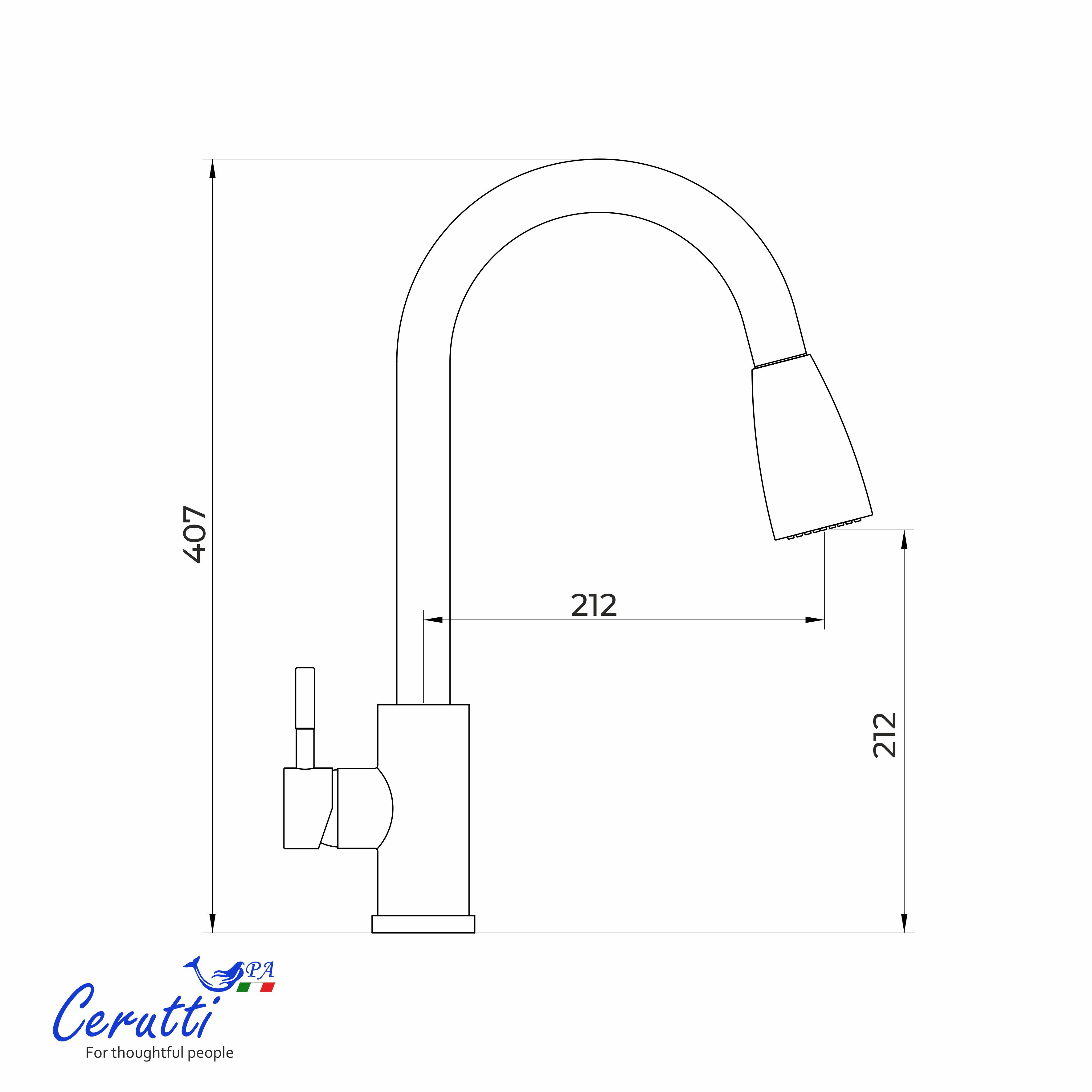 Cмеситель для кухни Ceruttispa Эннио BN (ENNIO BN) из нержавеющей стали, цвет матовый никель