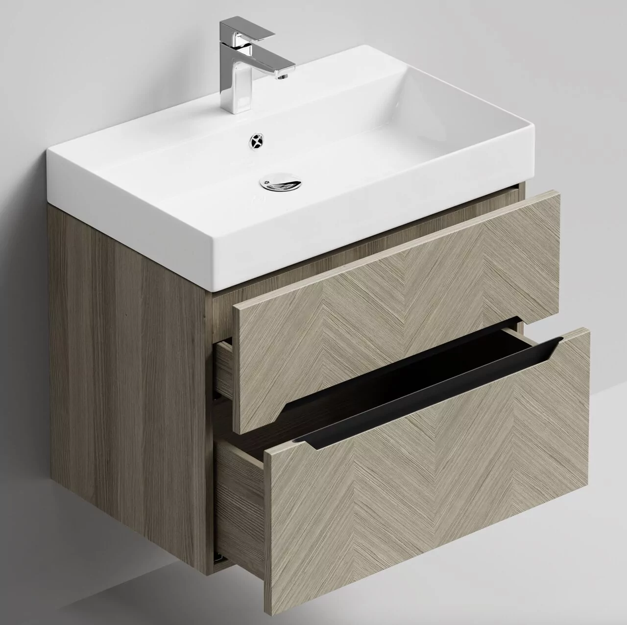 Тумба подвесная Vod-ok Элато 70 с раковиной Stance 70, дуб + 6 цветов