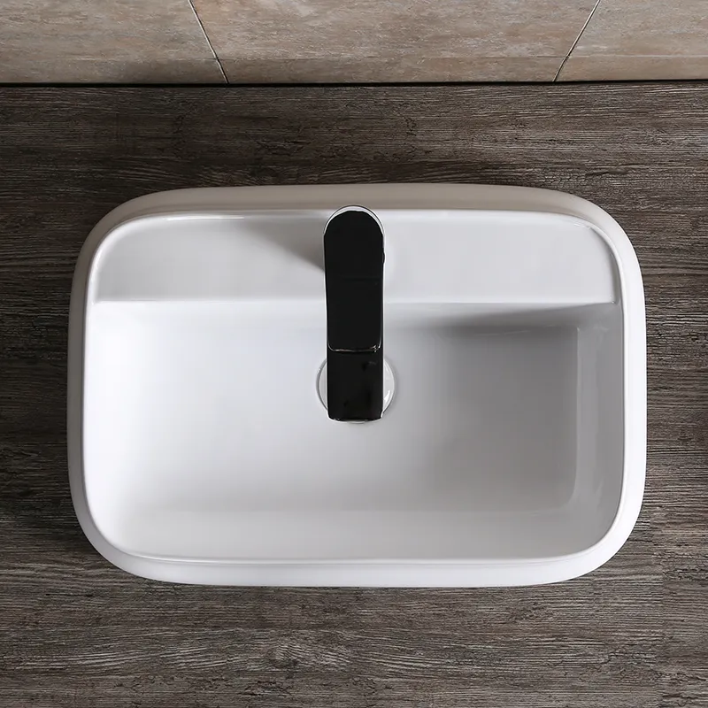 Раковина Ceruttispa CR0061 накладная, белая, прямоугольная, с отверстием под смеситель 530х370х135