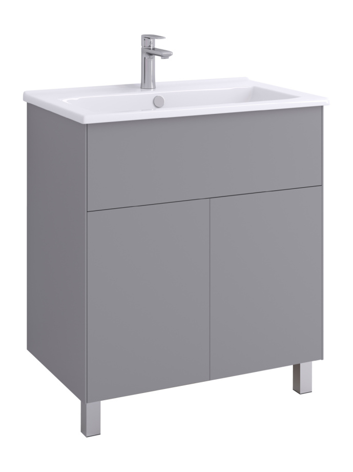 Тумба напольная Aquaton Форест Про 75 с раковиной Элина 75, туманный серый