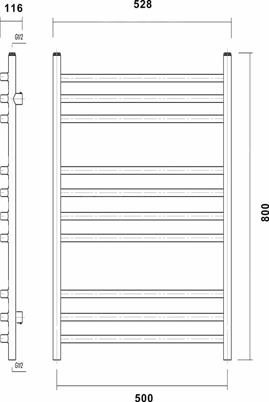 Полотенцесушитель водяной Domoterm Калипсо П10 500х800 черный матовый