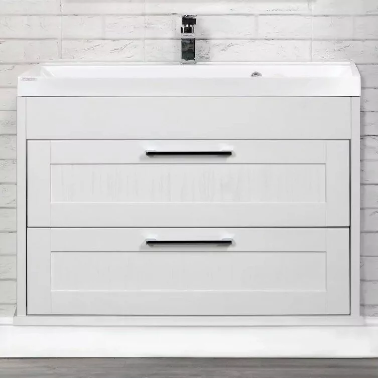 Тумба подвесная ValenHouse Эйвори 80 с раковиной Classic 80, 2 ящика, белая