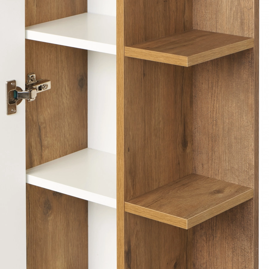 Пенал Aquaton Сканди 40 подвесной, с зеркалом, белый, дуб рустикальный