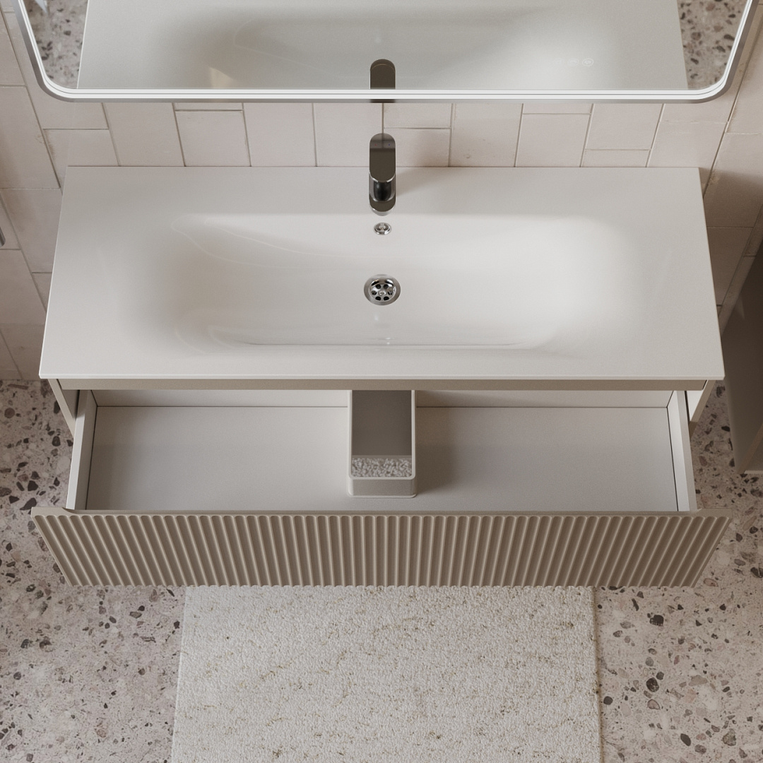 Тумба с раковиной подвесная (120 см) Terminus Sicilia SIC101201200501O, капучино