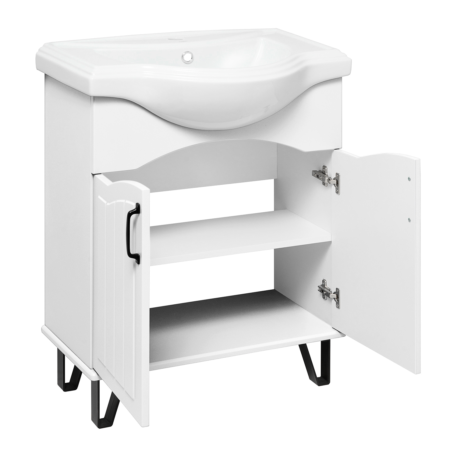 Тумба напольная Runo Марсель 65 с раковиной Классик 65, белый