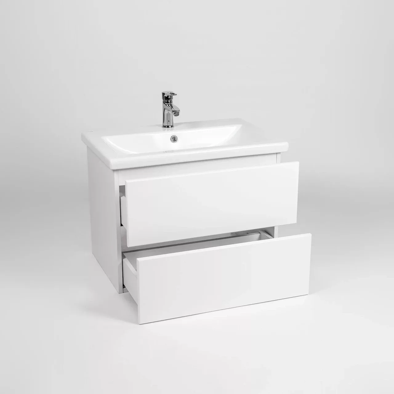 Тумба подвесная Viant София 70 с раковиной Como 70, два ящика, белый