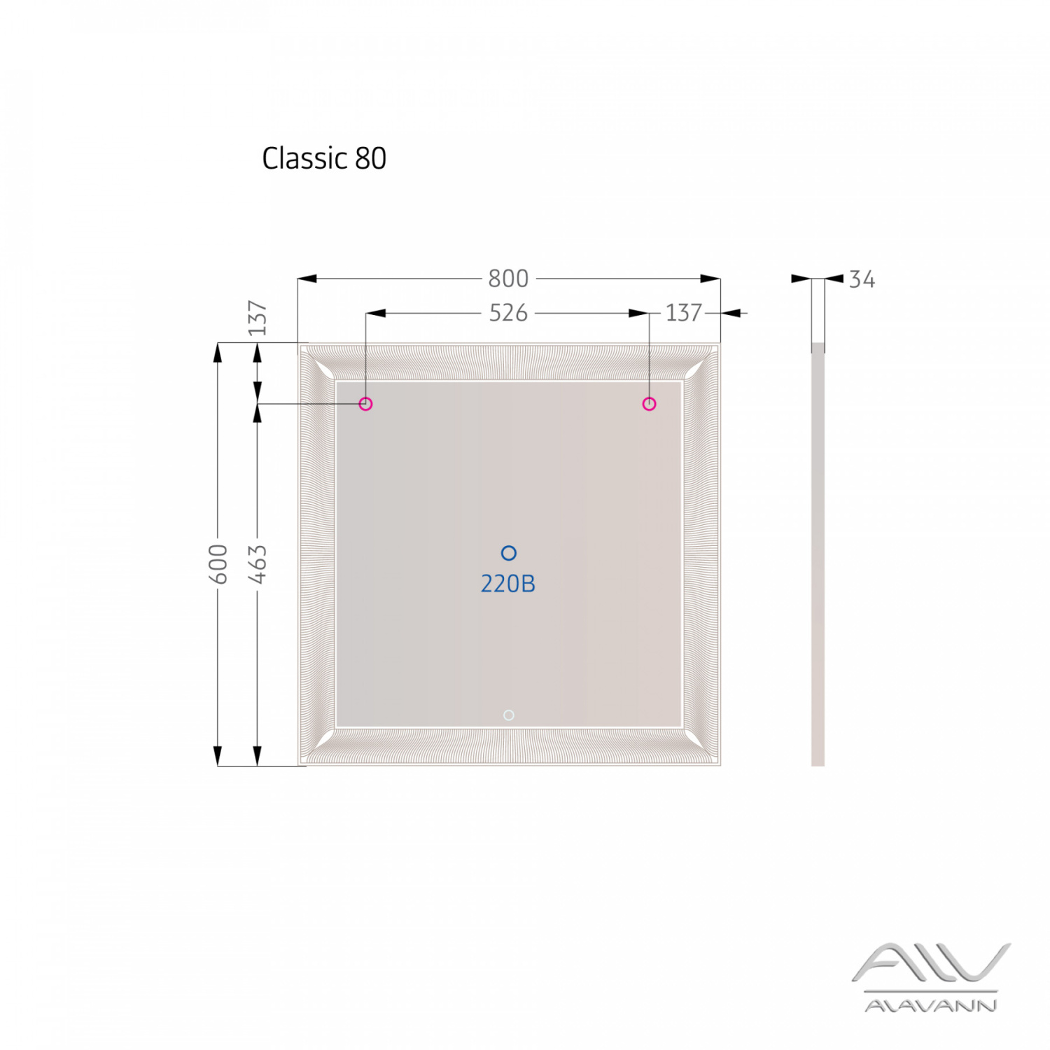 Зеркало Alavann Classic 80 свет, сенсор