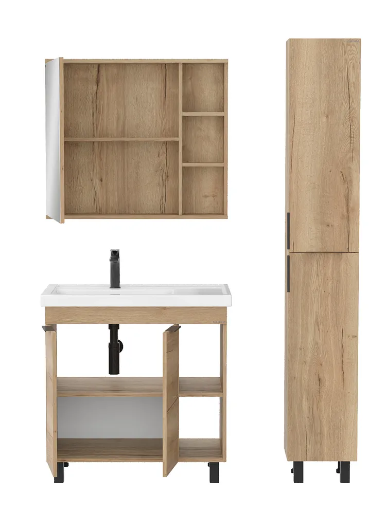 Тумба с раковиной Onika Легран 80 напольная, дуб галифакс