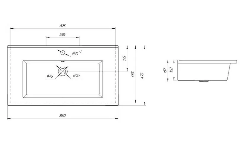 Тумба с раковиной Bellezza Эйфория 85 напольная, бежевая