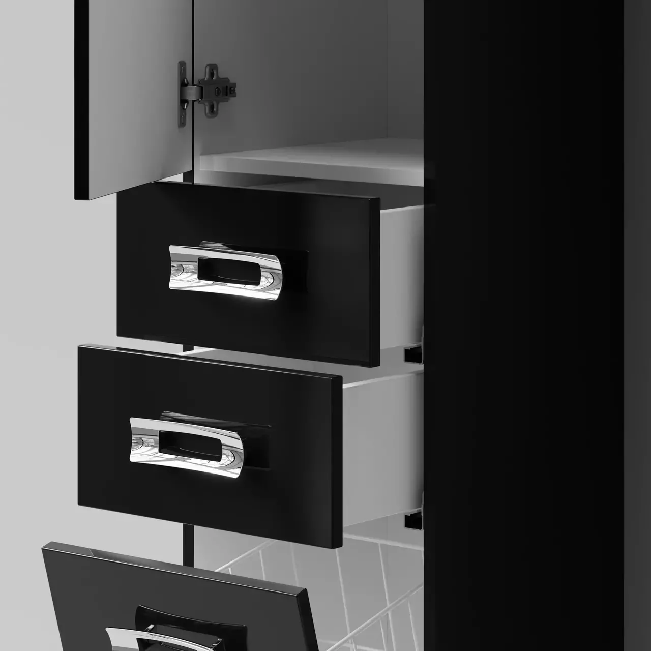 Пенал Vod-ok Орландо 35 L/R напольный с корзиной, черный от магазина Vanna-Vanna.ru!