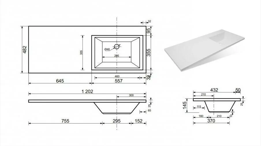 Мебель для ванной Style Line Жасмин 60 с раковиной Даллас 120 Люкс PLUS R и с корзиной, комплект, напольный, белый