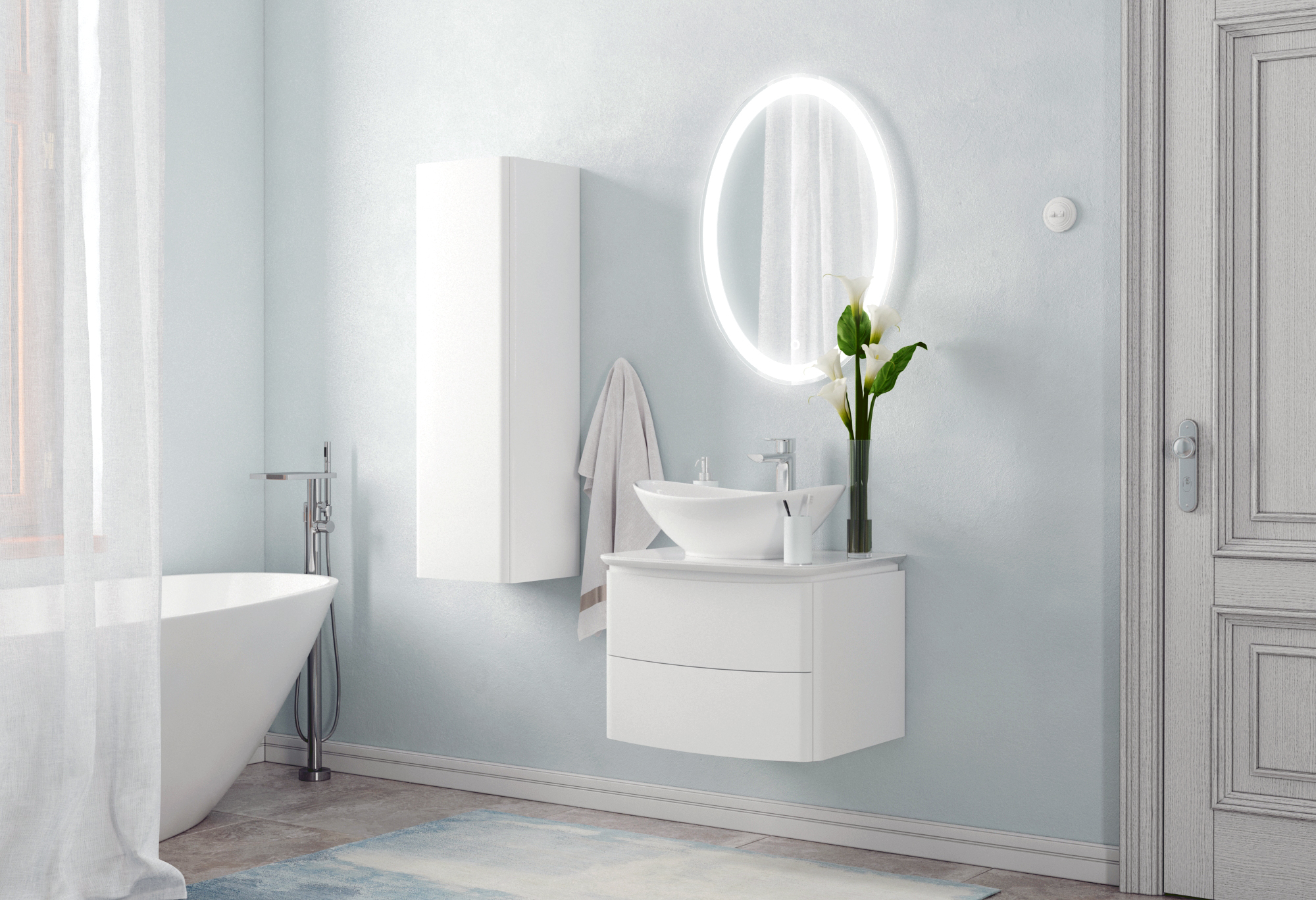 Тумба подвесная Corozo Вико 60 Z2 с раковиной Гамма 56 белый