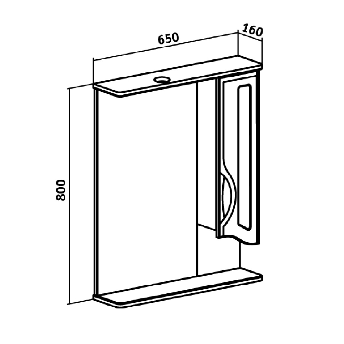 Зеркало-шкаф Runo Толедо 65 R, белый