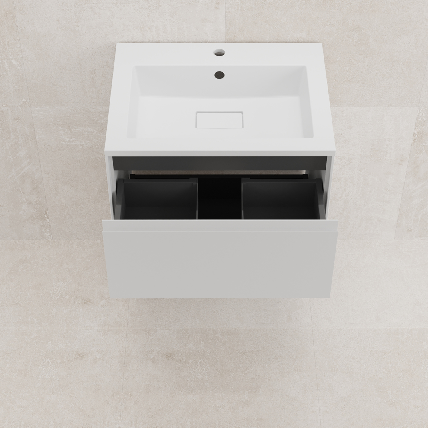 Тумба подвесная Style Line Лима 60 с раковиной Line 60, 2 ящика, белый матовый