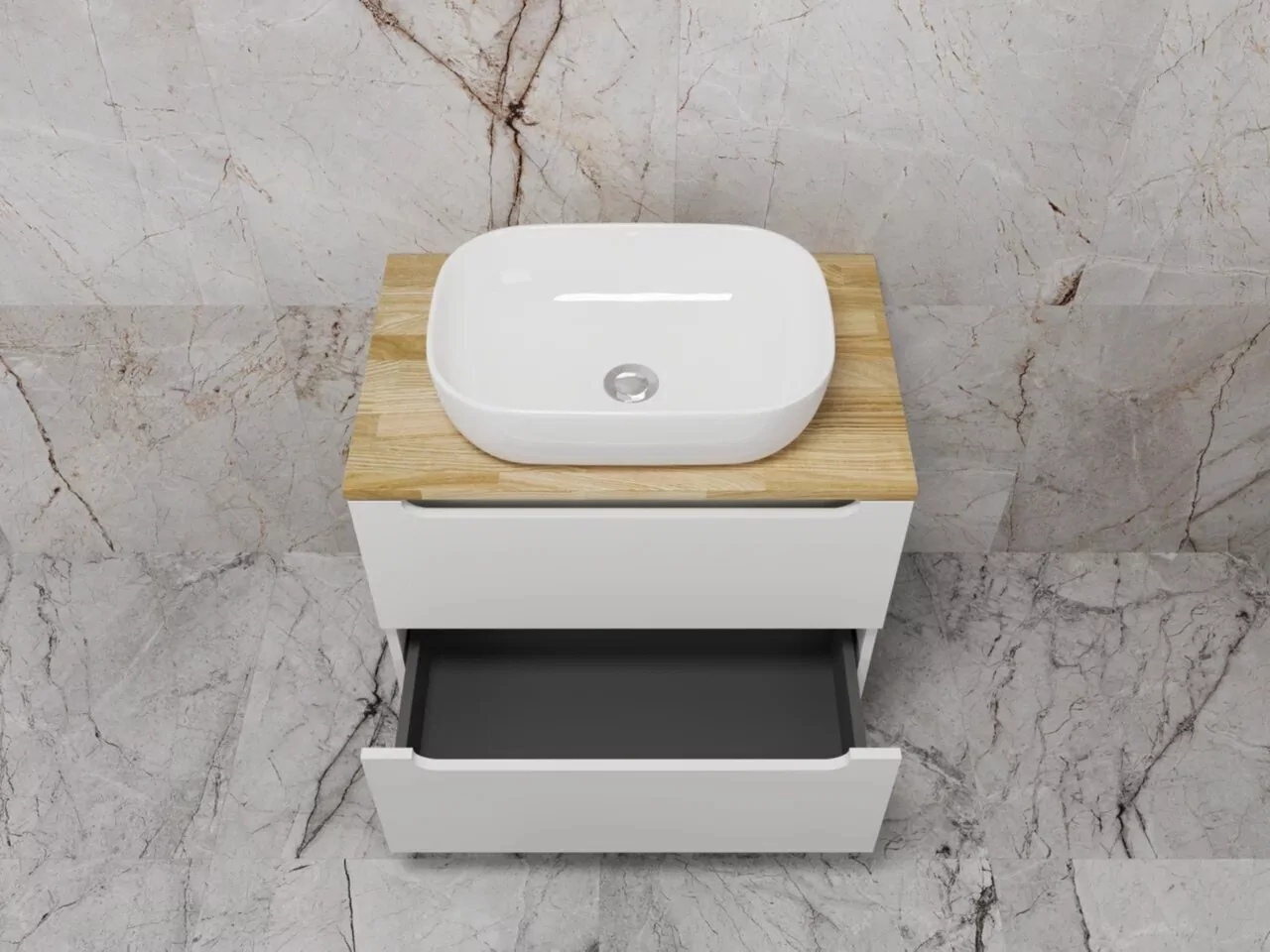 Тумба подвесная Style Line Бали 70 со столешницей, белый софт