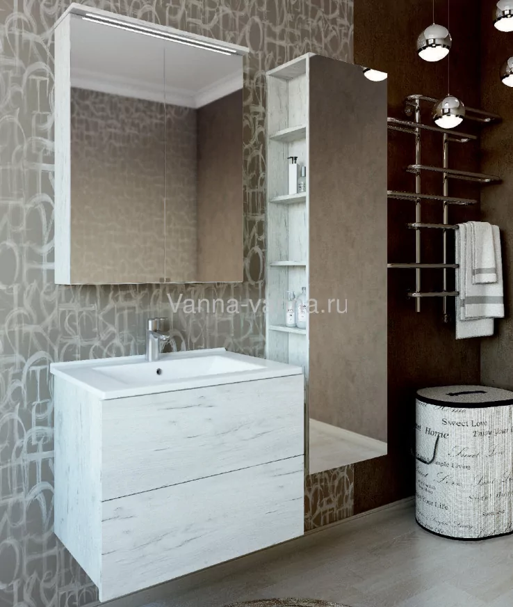 Зеркало-шкаф Sanflor Чикаго 75 свет, дуб крафт