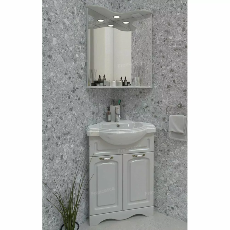 Мебель для ванной Francesca Империя 65 комплект, напольный, угловая, белый