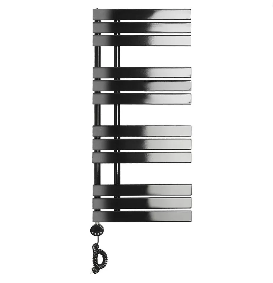 Полотенцесушитель электрический Domoterm Дельта П12 500х1130 EL левый, черный матовый