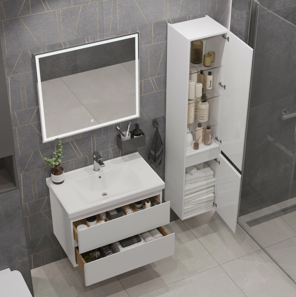 Тумба подвесная SanStar Arista 70 с раковиной Грейс 70, белая